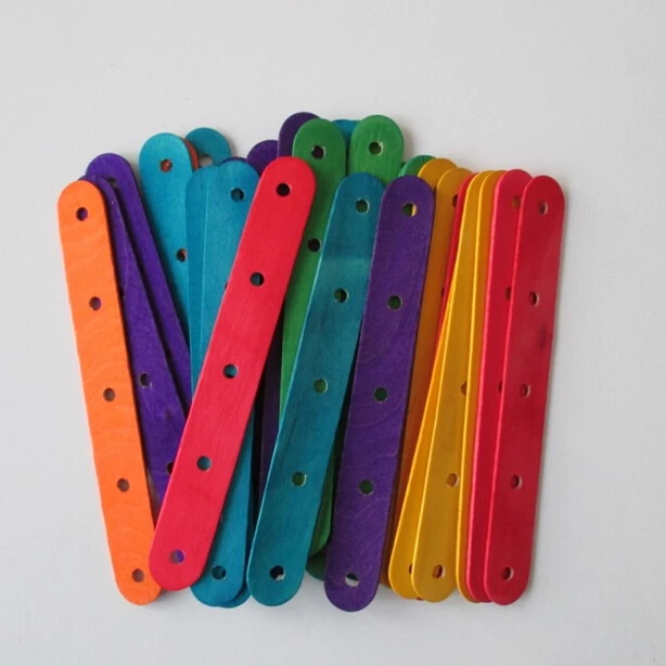 Natural And Color Diy 50packed Popsicle Sticks With Drilled Holes