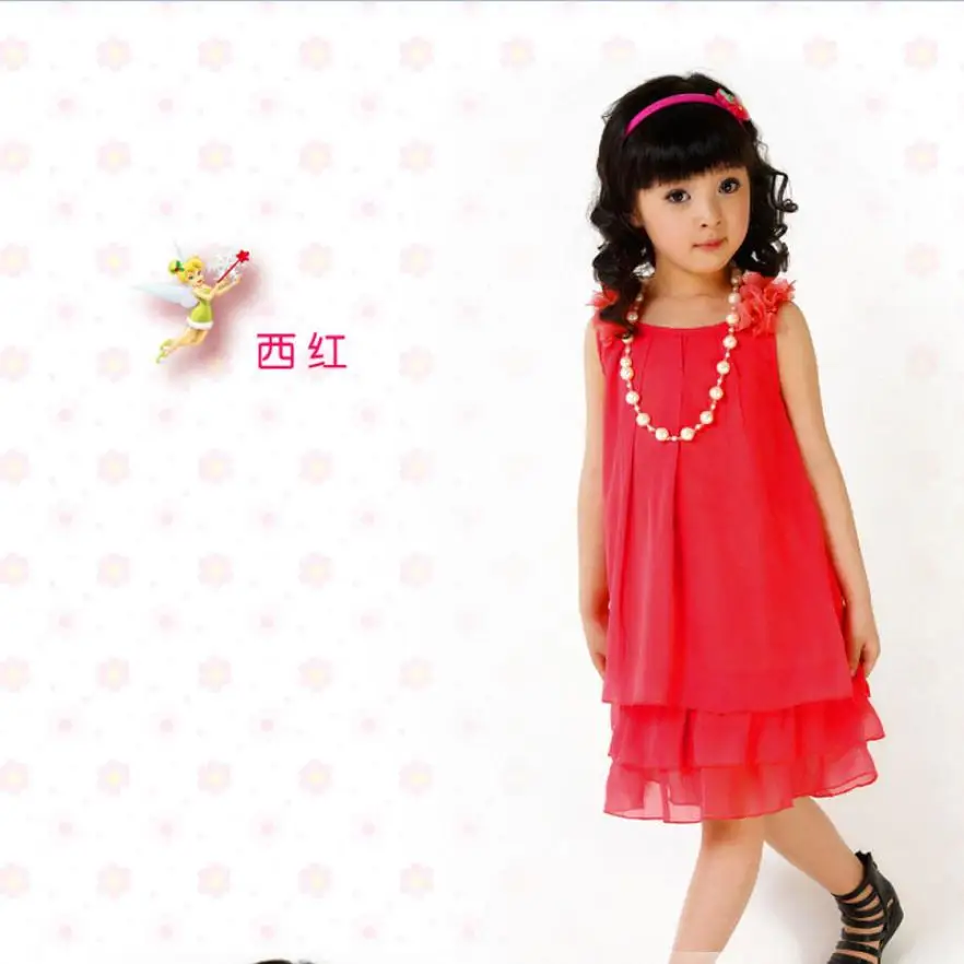 2015 new Chiffon Lace Lovely Necklace dress Girl Princess Kids Casual Sleeveless Girl Childrens Dresses for