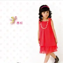 2015 new Chiffon Lace Lovely Necklace dress Girl Princess Kids Casual Sleeveless Girl Childrens Dresses for