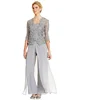 3pcs Suit Fantastic Pant Chiffon & Lace Spaghetti Straps Neckline Full-length Mother Of The Bride Dresses