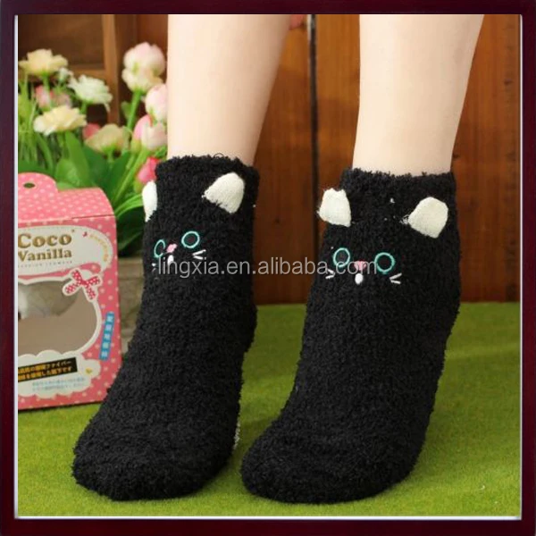 New Women's Fuzzy Socks Cat Face Design 3d Soft And Fuzzy Ladies Winter