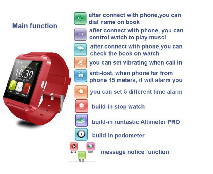Hot selling U8 smart watch for Android and IOS smartphones