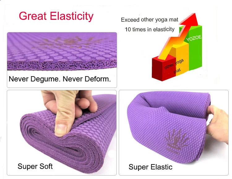 Eco friendly durable Rubber Base+Revolutionary Skin-Friendly Body Alignment Lines yoga mat