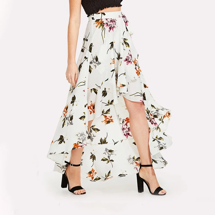 Accept sample making lady fashion model floral wrap skirts and blouse