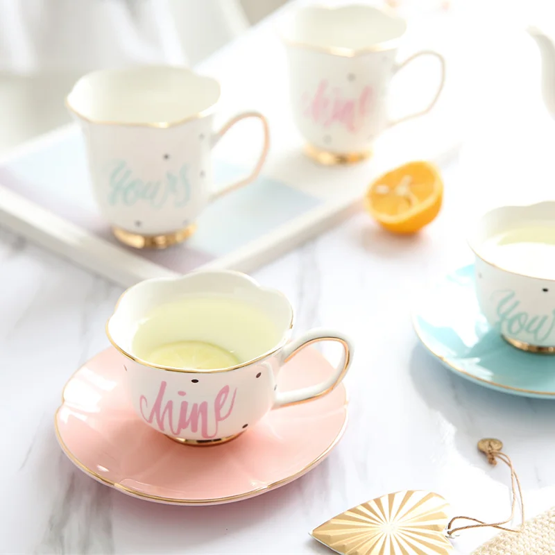 Wholesale Tea Cup Sets Wave Point Ceramic Coffee Cups And Saucers For