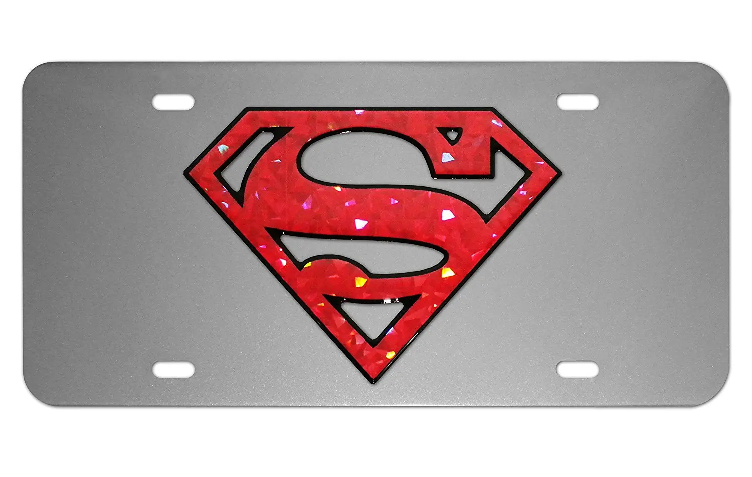 Superman on Black License Plate Color Reflective