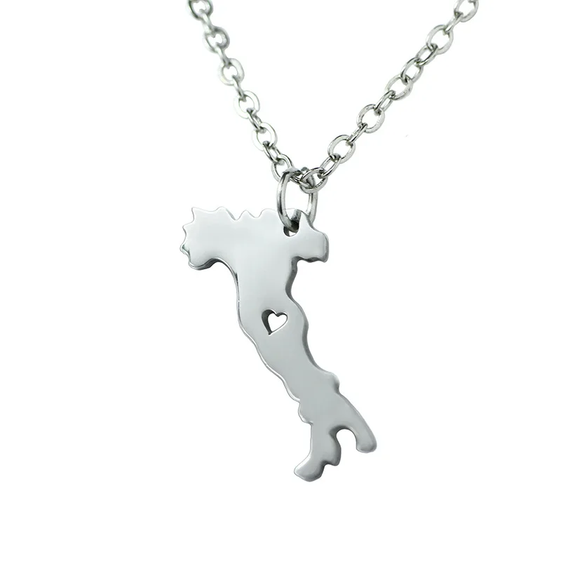 Italy Map Country Italia Europe 18K Gold Plated Necklace Chain Pendant Fashion