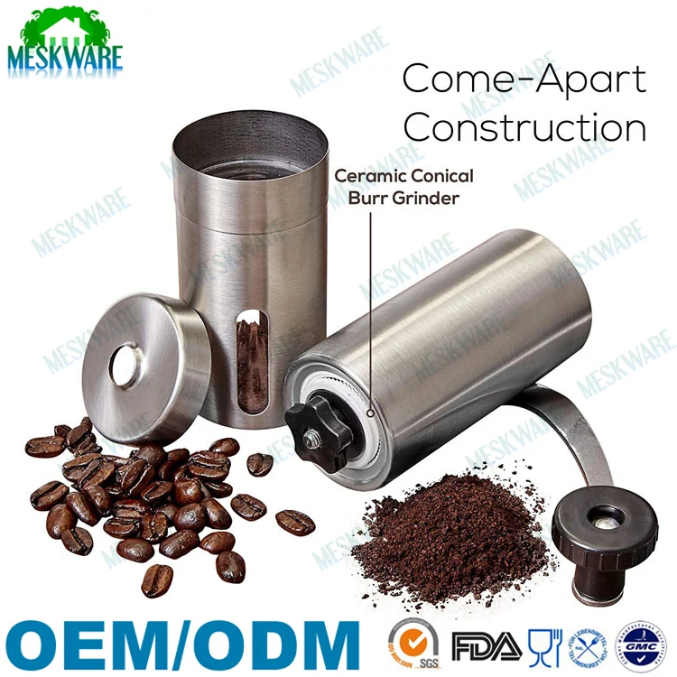 Adjustable Ceramic Conical Burr Manual Coffee Grinder Stainless Steel