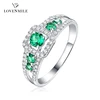CZ bezel setting green nano 925 sliver jewelry synthetic gemstone finger ring for party