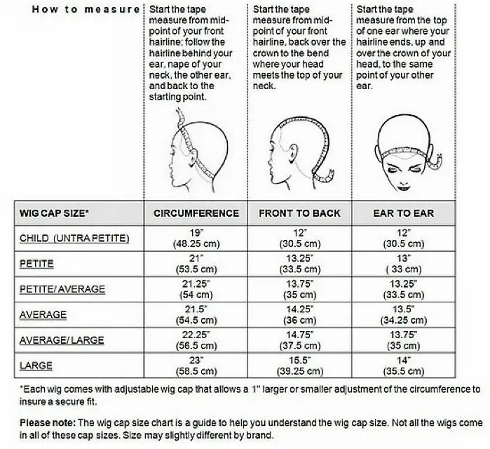 Wig Cap Size Chart