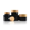 Luxury environmental friendly dark violet glass jar cosmetic cream glass jars with wood lid