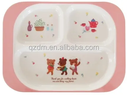Square Shape Melamine Kids Division Plate And Dish