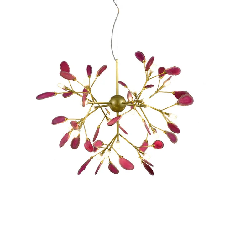 Modern globe indoor Iron Agate 20 Lights Colorful LED Chandeliers Pendant lights for home