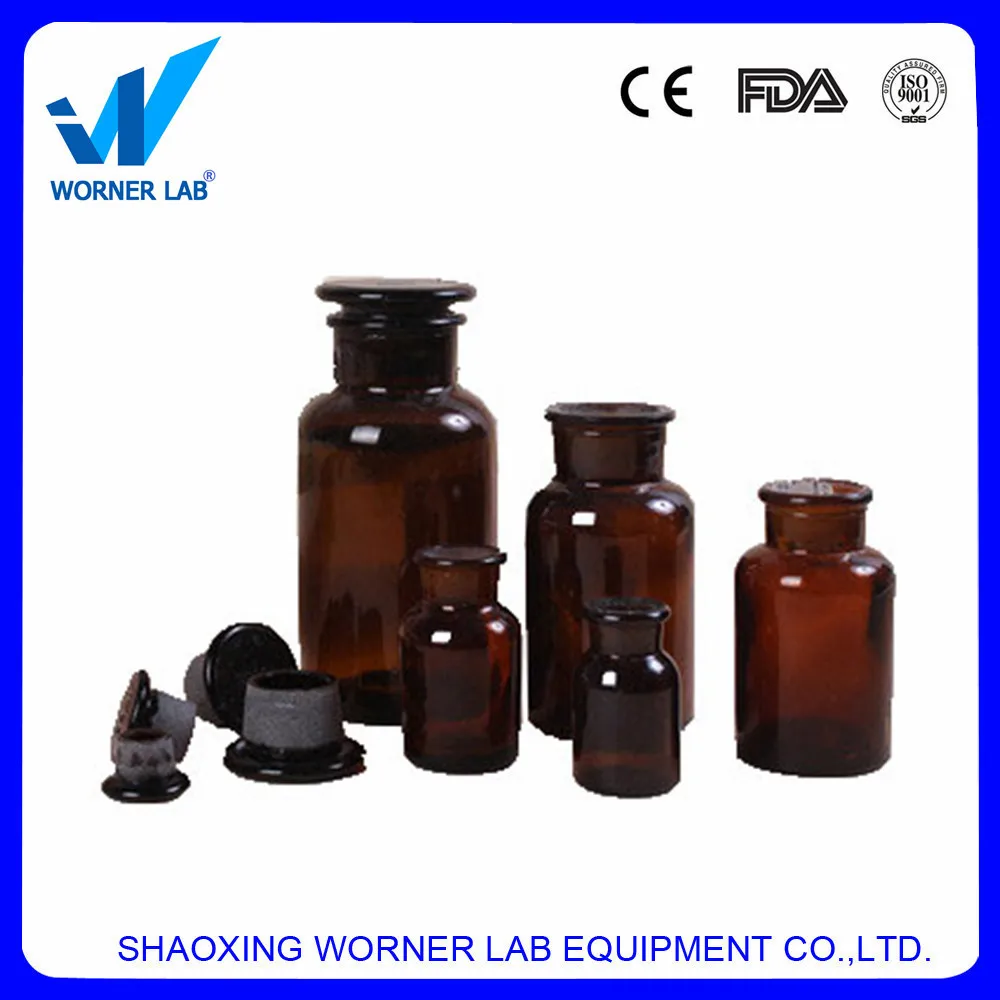 30ml 60ml 125ml 250ml 500ml 1000ml lab amber glass reagent bottle with glass dropper