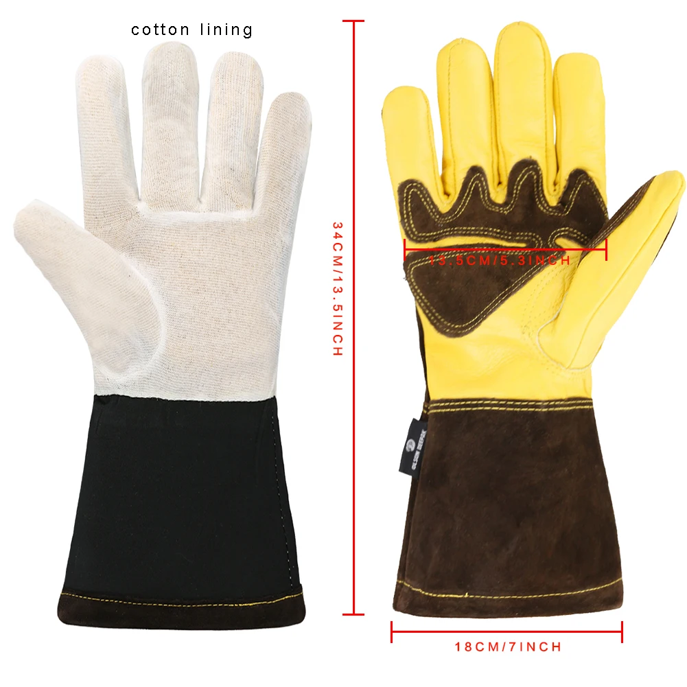 Double Palm Insulated Leather Work Glove Tig Mig Argon Welding Gloves ...