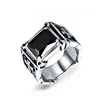 Stainless Steel Big Mens Christian Cross Black Stone Ring Designs For Men