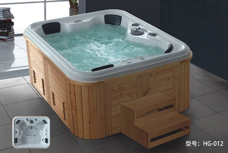 Outdoor Frestading Hot Whirlpool Bath Tube Big Spa With Jets Wooden