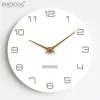 EMITDOOG Modern Luxury Big Wood Decor Wall Watch 3D Digital MDF Vintage Round Wall Clock Sticker Promotion