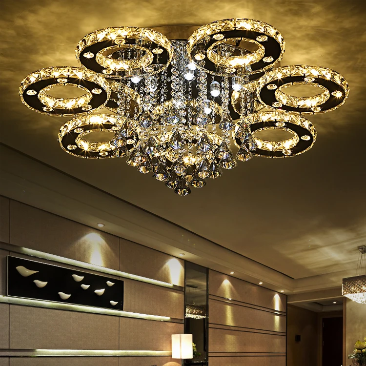 LED contemporary crystal chandelier zhongshan lighting factory dewdrop crystal crystal ceiling light for indoor lighting