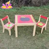 High quality wooden study table and chair set for kids,Dinner table and chair set toy for children W08G091