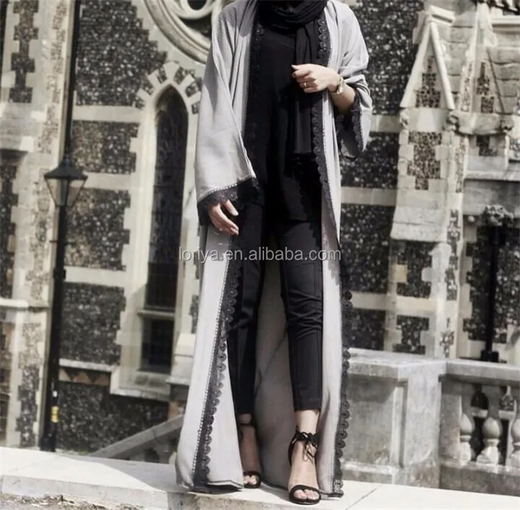 Fancy Khaleeji Abaya Arabic Button Up Half Open Jilbab Made in Dubai 54 56 58 60 