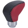 Black & Red Genuine Leather Car Gear Shift Knob Universal for Most Cars