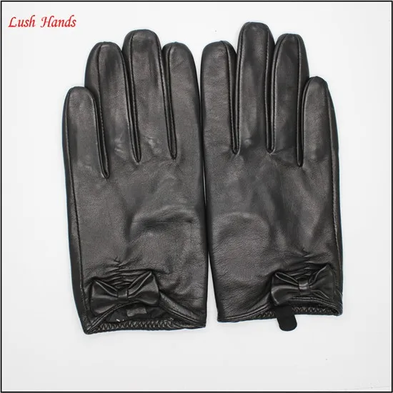 New Womens Leather Winter Dress Driving Gloves BROWN With Decorative Buttons
