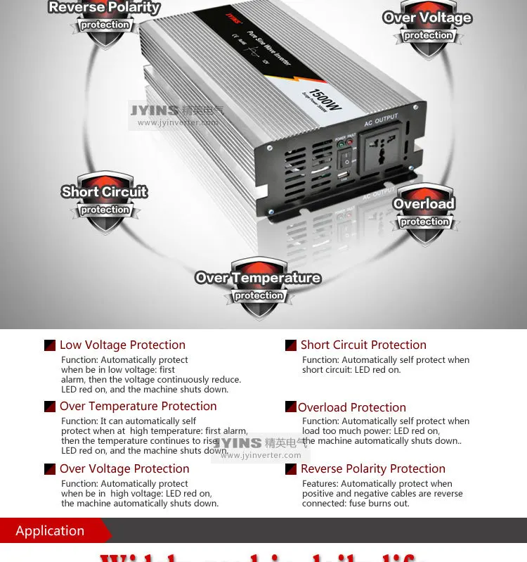 1500W 12v 24v 48v dc to ac 110v 230v pure sine wave off grid power inverter