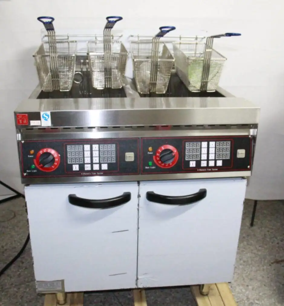 Commercial Deep Fryer Baskets Chip Fryer 2tank 4baskets Timer Fryer