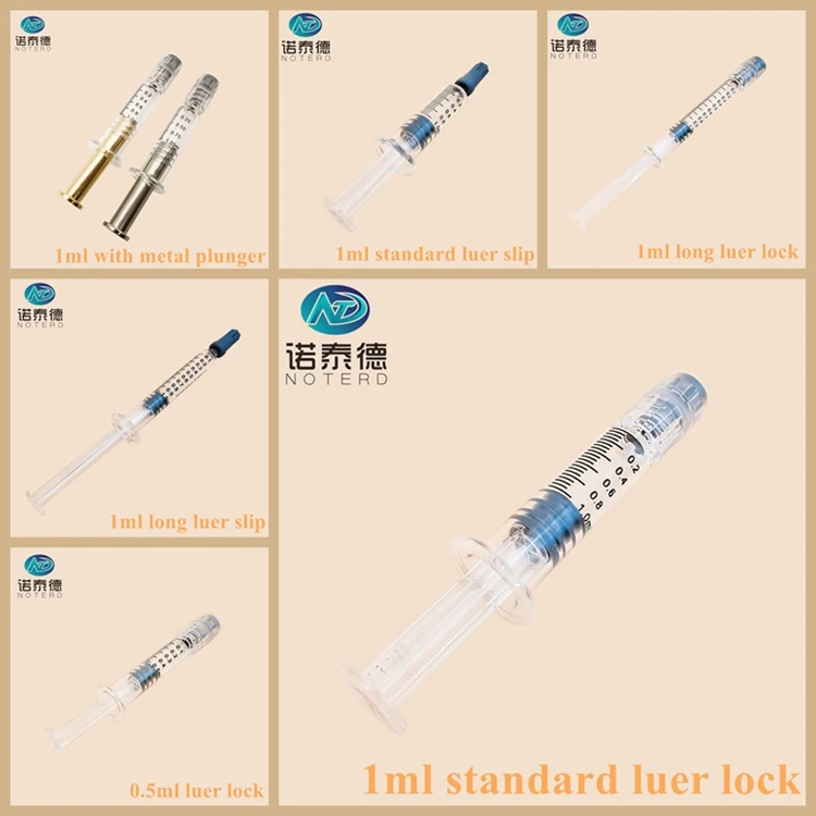 Beauty Salon Medical sterile luer lock single use 1ml glass syringe