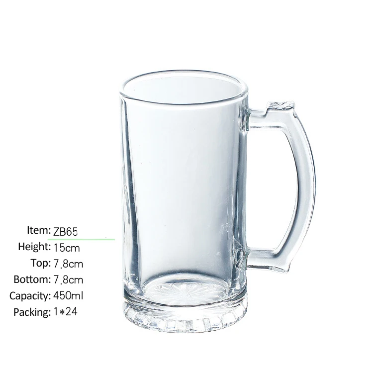 16oz Clear Glass Beer Mug