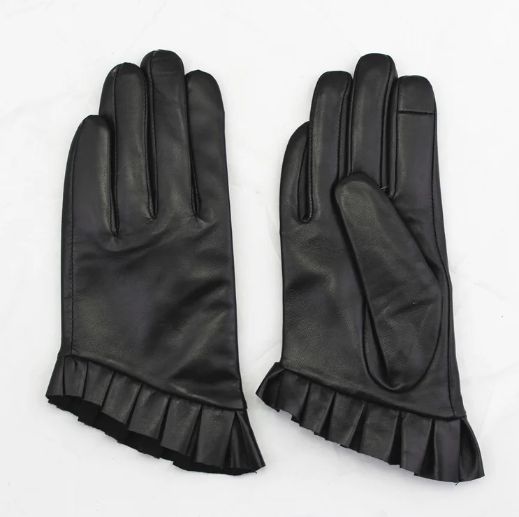 Short Fingerled Style Fashion Women Dressed Black Leather Gloves Buy