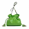 summer newest fresh green pu messenger/crossbody bag hot popular tassel sling bag fashion easy-matching lady bucket bag