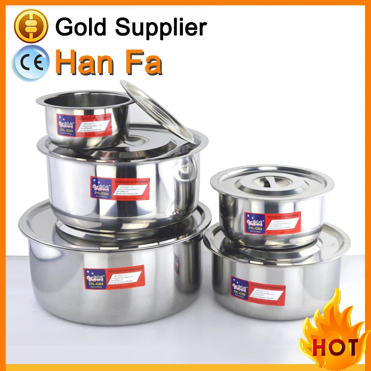 5 pcs cookware bowl set for stainless steel stock pot food container with lid