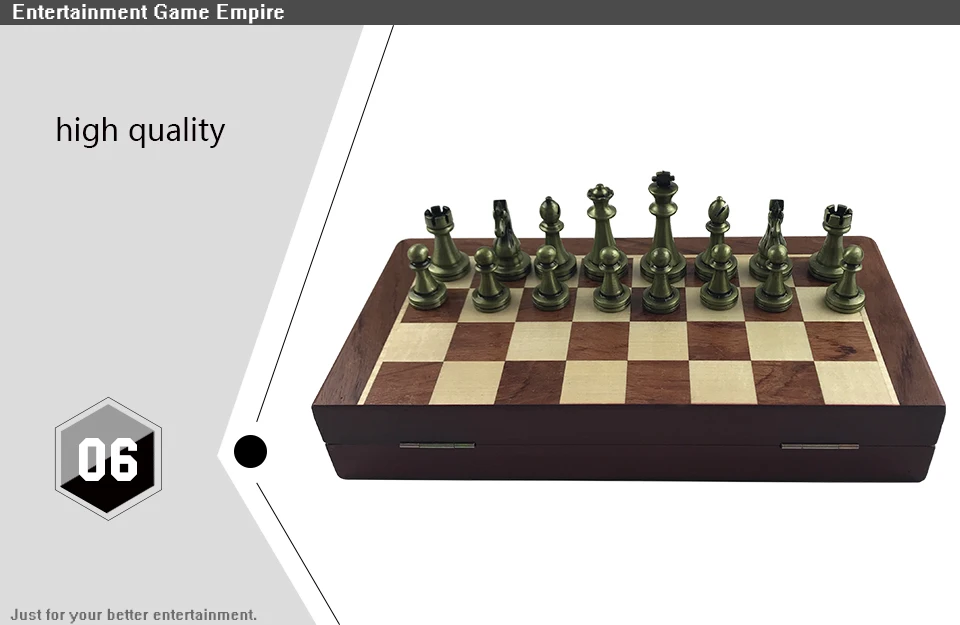 High Quality Classic Zinc Alloy Chess Pieces Wooden Chessboard Chess