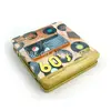 Custom embossed double lidded metal CD tin case with hinges