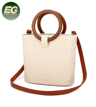 round paper straw handbag