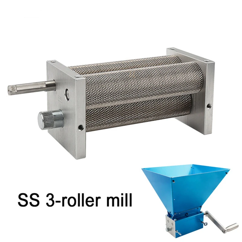 Stainless Steel 3 Rollers Barley Malt Mill Crusher Grain Mill Portable