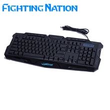 Fighting Nation Russian backlit gaming keyboard gamer led backlight 3color breathing switchable light wired USB for computer mac