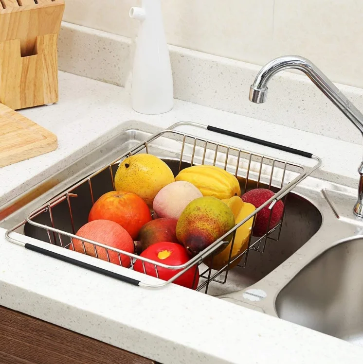 Hot Stainless Steel Drying Rack Kitchen Sink Wire Basket Dish Drying Rack Kitchen Sink Wire Basket
