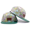 Small orders custom print 5 panel hats , leather patch five panel cap