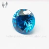 round diamond cut aqua blue CZ stone pointed back