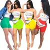 Plus size sexy neon crop top and biker shorts women two piece outfits summer womens tracksuit set Y116890