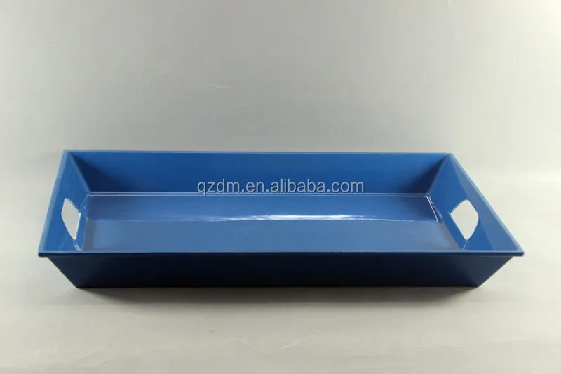 Solid Melamine Blue Serving Tray With Handle 20 Inch