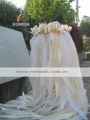 FREE SHIPPING 50Pieces Lot Style D cream ribbon lace wedding wands with bell Wedding Ribbon Stick
