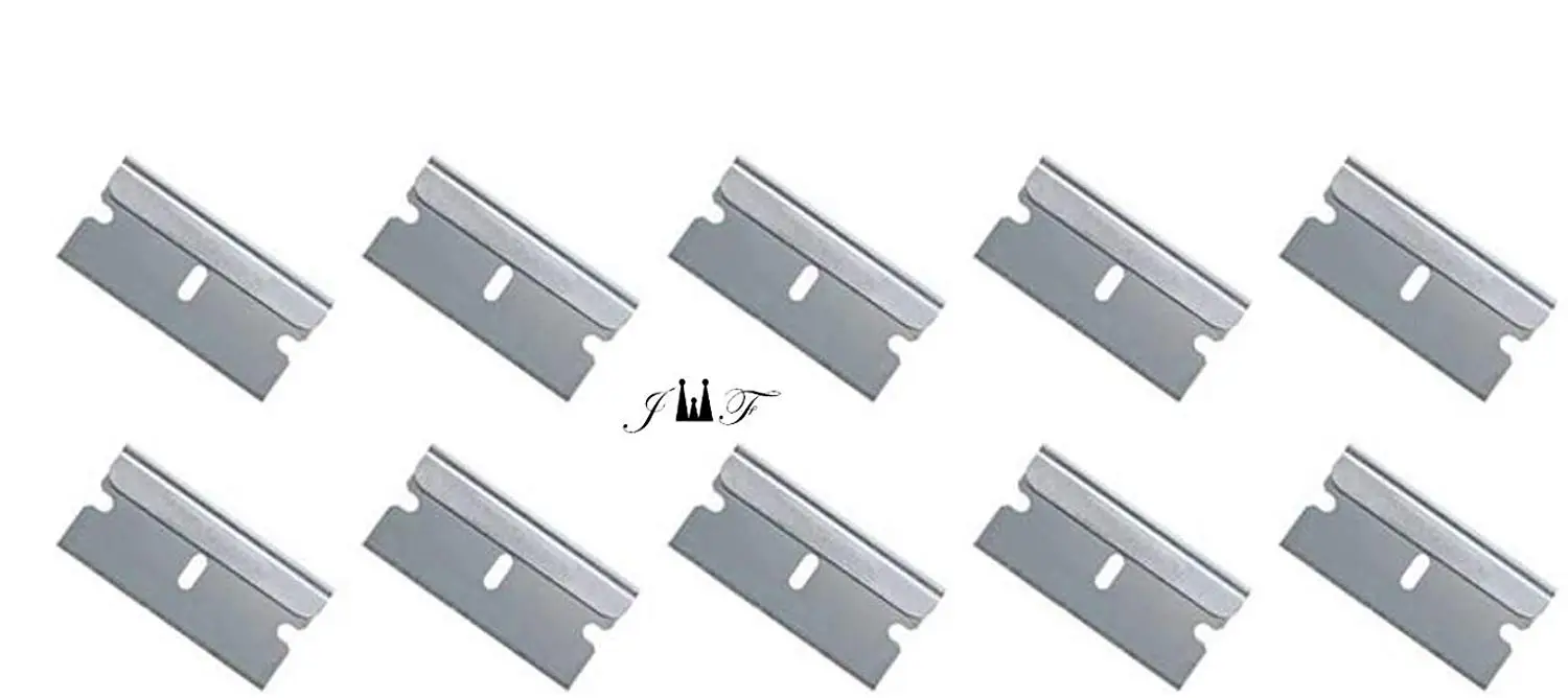 10 Pack Razor Blades-Replacement Razor Blades Single Edge- High-Grade Long Lasting Carbon Steel - Ideal for Standard Safety Scrapers, Removing Paint and Decals (10 pack Single Edge Razor Blades)