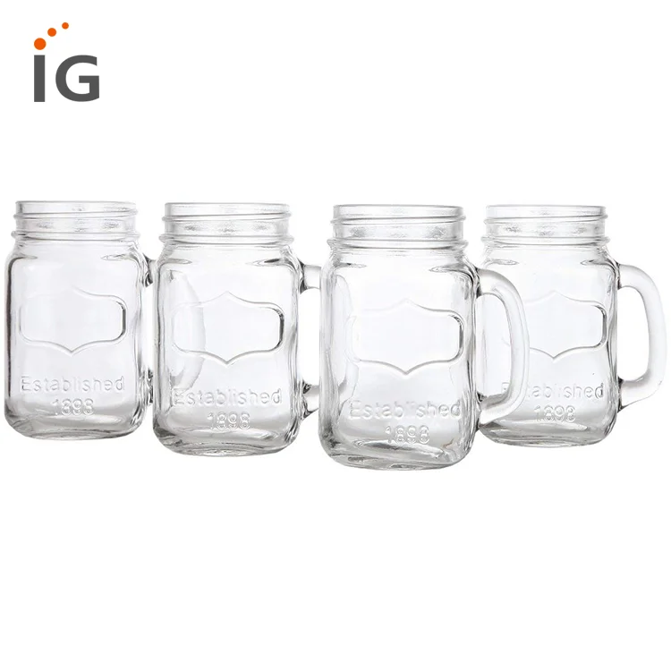 Bulk Glass Pint Jar Mugs,16 Oz. Mason Jar W/handle,Mason Jar Glass 16oz