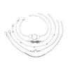 NUORO 5pcs/set Silver Bohemian Angel Wings Beads Circle Charm Chain Bracelet For Women Summer Jewelry