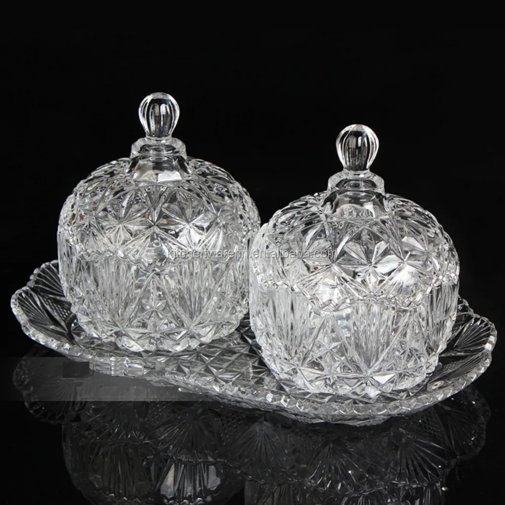 High Quality Crystal Glass Candy Jar Set With Plate Buy Crystal Glass Candy Jar,Y Crystal