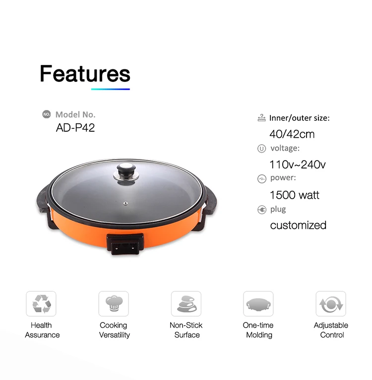 Home Useful 42cm Electric Fry Pan With Automatic Constant Temperature